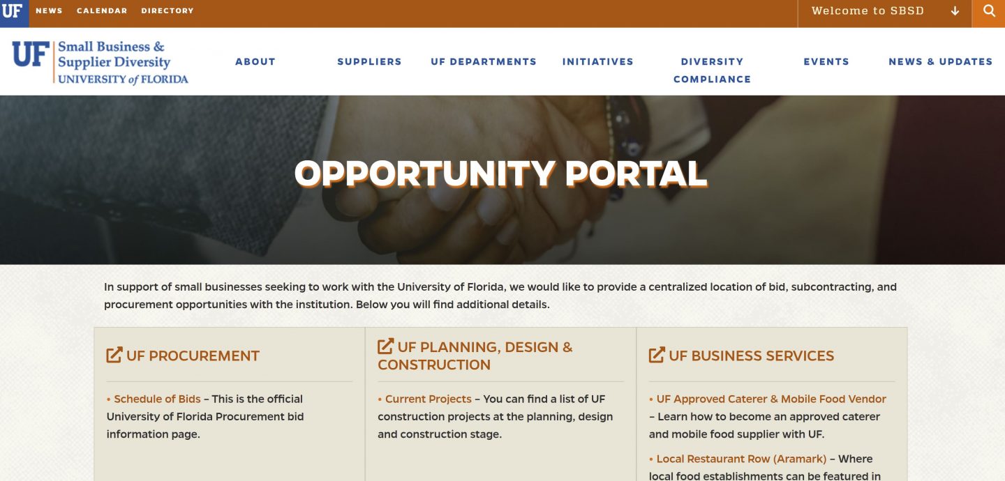 Tools to Help Small & Diverse Businesses Work with UF! UF Business